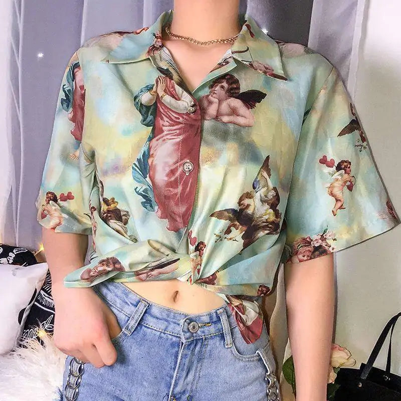 Cupid Angel Print Women' Blouse Shirt